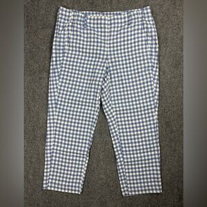 J.Jill Linen Stretch Blue Gingham Ankle Crop Pants Women’s M Petite